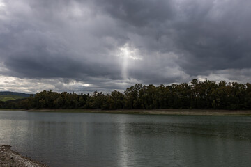 storm clouds over lake