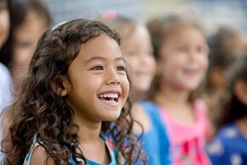 Fototapeta premium A Young Girls Joyful Laugh at an Outdoor Event