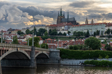 evening center of Prague - view of Prague Castle
