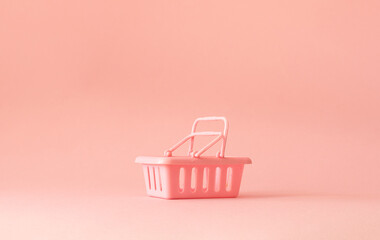 pink shopping basket, shopping concept