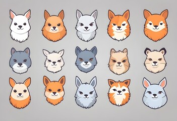 set of funny cartoon cats