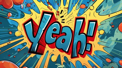 Colorful Comic Pop Art "Yeah!" with Explosions