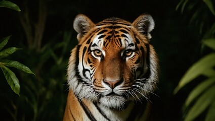 Obraz premium A Bengal Tiger Advancing Through the Jungle in the Still of Night