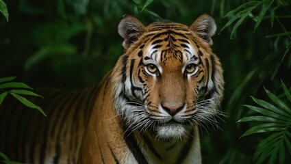 Obraz premium A Bengal Tiger Padding Through the Jungle in the Night