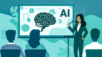  Interactive AI Education Engaging Presentation on Artificial Intelligence Concepts to a Diverse Audience, Emphasizing the Integration of AI in Modern Teaching and Learning Environments for Enhanced