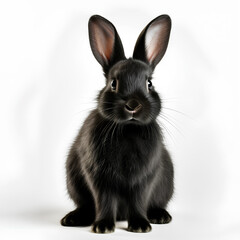 Obraz premium black rabbit isolated on transparent background cutout 