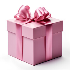 pink gift box isolated on transparent background cutout
