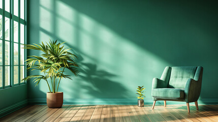 Fototapeta premium green Living room interior have armchair and decor accessories
