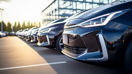 Car showroom with a magnificent view of the cars for sale. car dealer with many cars indoors