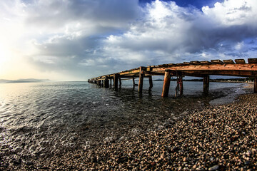 Morning sunrise on the sea shore with wonderful sea water