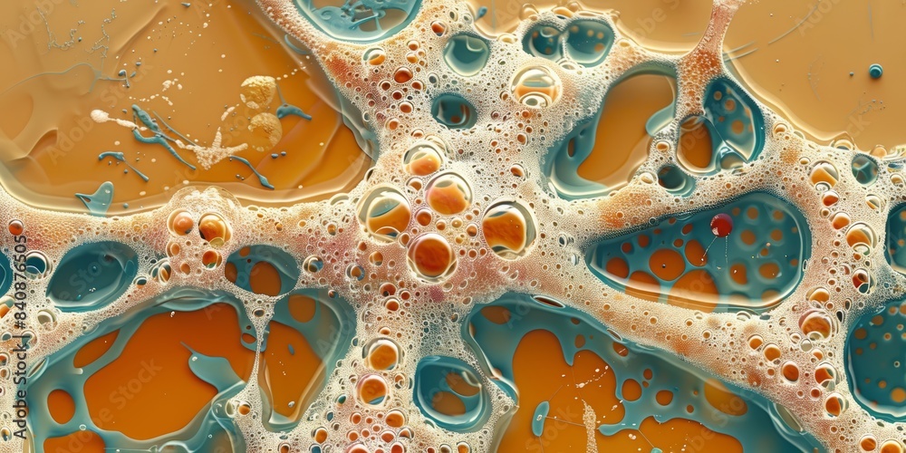 Poster Colorful abstract bubbles with vibrant fluid dynamics, showcasing a dynamic and modern artistic texture in a stunning visual design, Gernerative AI