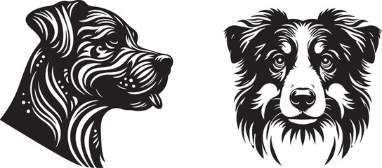 Dog Head Vector Silhouette Illustration EPS