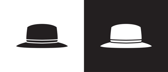 Flat icons of women classic hats, Simple icon of classic hats, Sun visor hat, Summer hat, Womenswear, Fashion element vector illustration on black and white background. eps 10