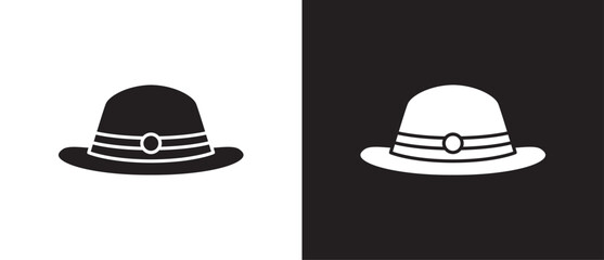 Simple icon of classic hats, Sun visor hat, Summer hat, flat icons with classic hats, Womenswear, Fashion element vector illustration on black and white background. eps 10