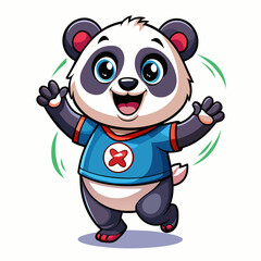 cute mascot panda vector art flat design on white background.