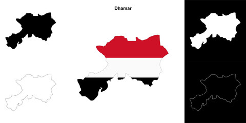Dhamar governorate outline map set