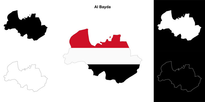 Al Bayda governorate outline map set