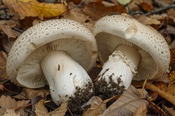 Close-Up of Mushrooms on Forest Floor