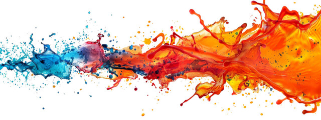 A colorful ink splashing isolated on white transparent background, PNG File. Perfect for clipart