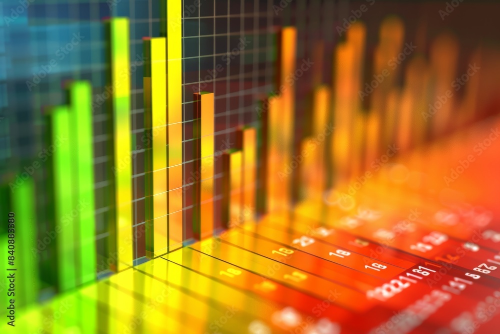 Aufkleber close-up of a colorful bar chart representing business statistics, financial data analysis, and mark