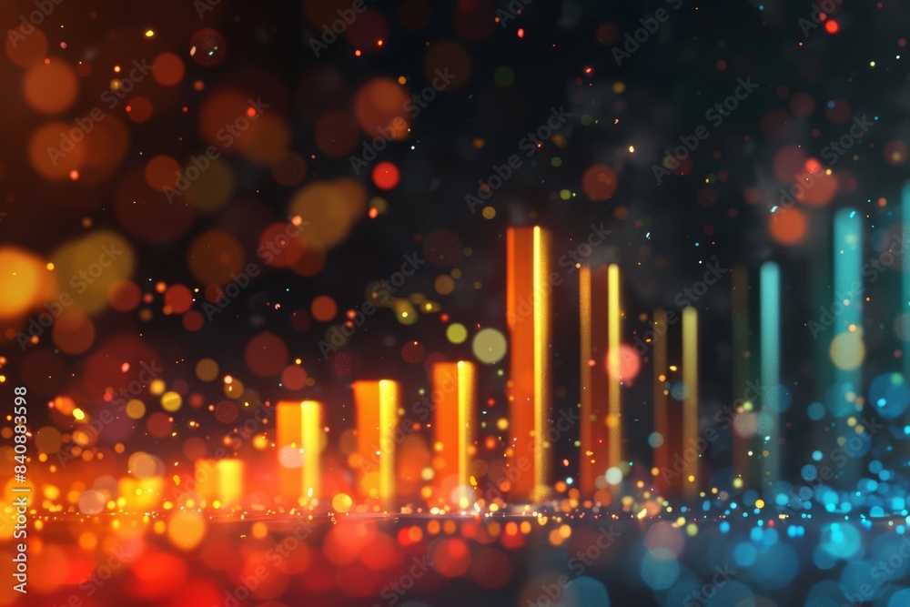 Aufkleber Close-up of a colorful bar chart representing business statistics, financial data analysis, and market research, emphasizing detailed performance measurement, Generative AI
