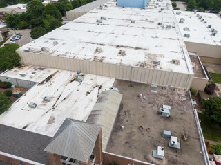 Drone Images of Flat Commercial TPO Roofs: Sunny, No People, Industrial