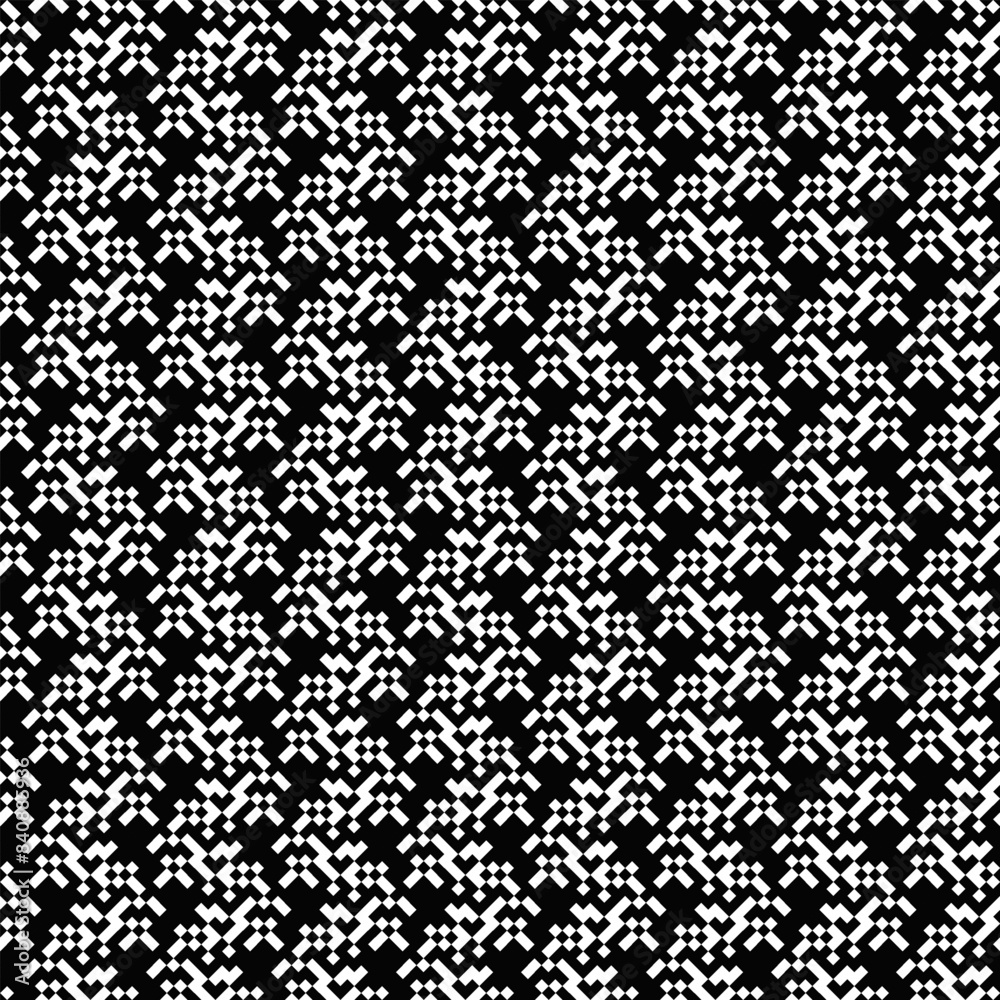 Poster random pixel mosaic pattern background design - monochrome seamless abstract repetitive vector illus
