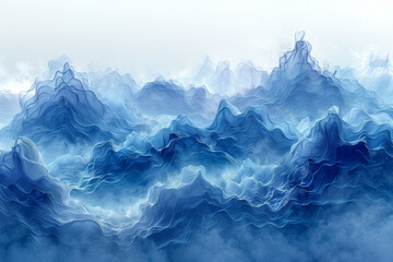Obraz premium Pale blue watercolor waves blending into each other seamlessly. Concept of calm and fluidity. Generative Ai.