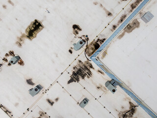 Drone Images of Flat Commercial TPO Roofs: Sunny, No People, Industrial