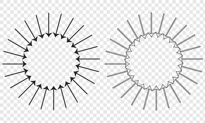 Inward arrow icon vector. Four Arrows icon sign symbol in trendy flat style. Arrow pointing center vector icon illustration isolated on white and black background