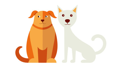 Obraz premium friendly dog and cat standing together