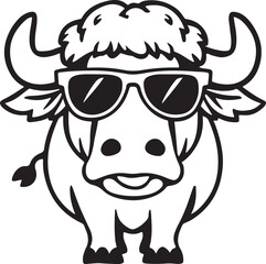 Buffalo Wearing Sunglasses Vector