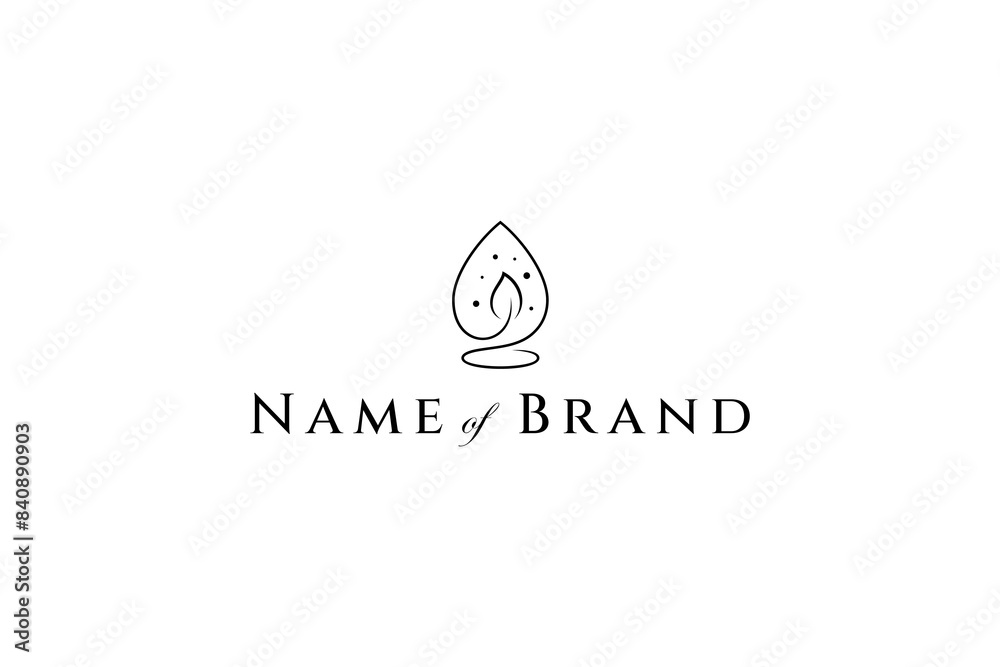 Wall mural candle flame logo with simple continuous line design style