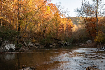 Fall river scene of brilliant color