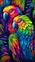 Obraz premium Parrot Pattern Background, Texture, Wallpaper, Background, Cell Phone Cover and Screen, Smartphone, Computer, Laptop, 9:16 Format - PNG