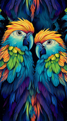 Obraz premium Parrot Pattern Background, Texture, Wallpaper, Background, Cell Phone Cover and Screen, Smartphone, Computer, Laptop, 9:16 Format - PNG