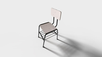 wooden school chair with black painted iron legs