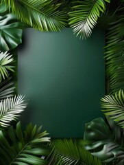 paper blank with tropical palm leaves and branches