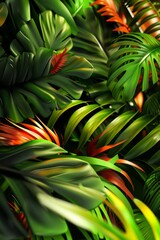 Obraz premium summer background with tropical palm leaves and branches
