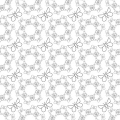 Seamless geometric black pattern in combinatorics style on a white background