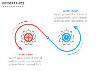 Two infographics element. Vector illustration. Vector business template for presentation. Timeline with 2 option. Vector Infographic label design template with icons and 2 options or steps.