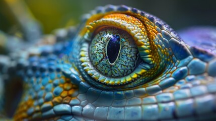 Fototapeta premium Lizard close up eye portrait. Reptile animal nature photo exotic pet macro
