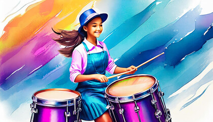 drummer girl in action