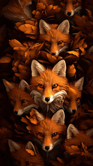 Fototapeta premium Fox Pattern Background, Texture, Wallpaper, Background, Cell Phone Cover and Screen, Smartphone, Computer, Laptop, 9:16 Format - PNG