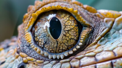 Lizard close up eye portrait. Reptile animal nature photo exotic pet macro