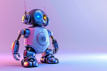 Adorable robot with music headphones on pastel background  ideal for text placement