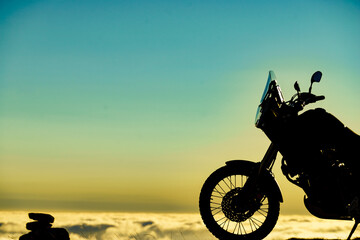 Motorcycle on mountain top