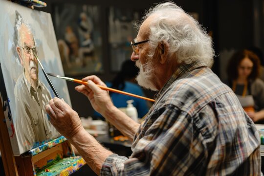 A Masterful Stroke: An Artist Creates a Portrait in an Evening Art Class