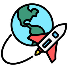 Space shuttle lineal multi color icon, related to education and technology theme. use for modern concept, web and app development.