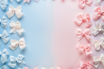 Obraz premium Pastel Background with Pink and Blue Bows - Ideal for Celebrations, Cards, and Invitations
